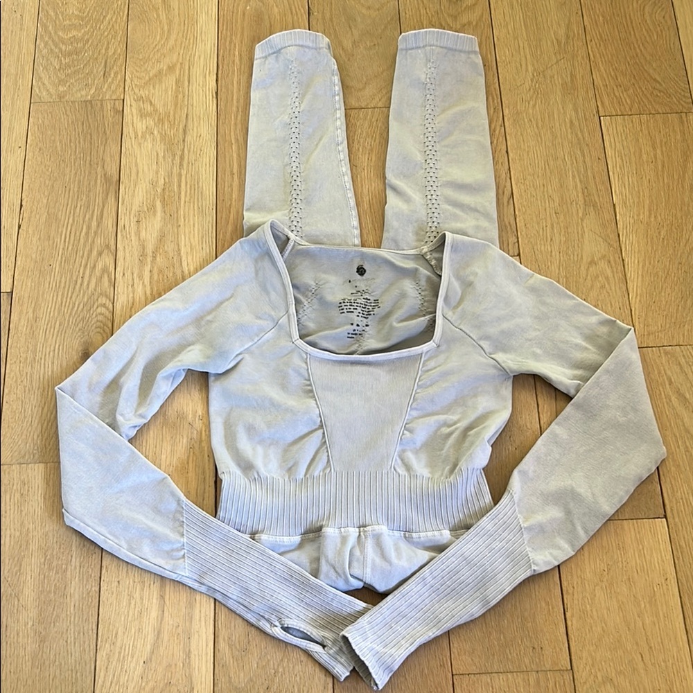 FP Movement by Free People Light Gray Seamless Cutout Jumpsuit - Picture 2 of 5
